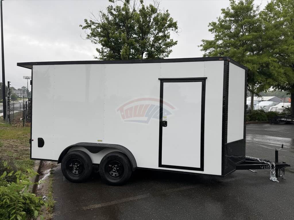 2025 Maximum 7x14 Enclosed Cargo trailer in white, photo 4