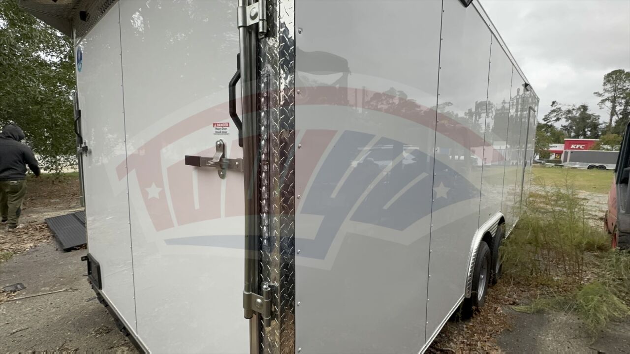 2026 Hook & Line 8.5x24 Cargo enclosed cargo trailer in white, photo 10