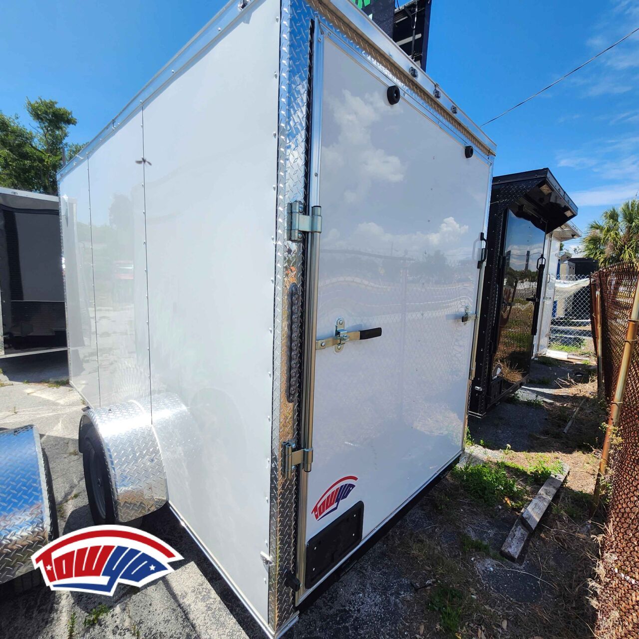 2026 J&C 7x12 Enclosed Cargo trailer in white