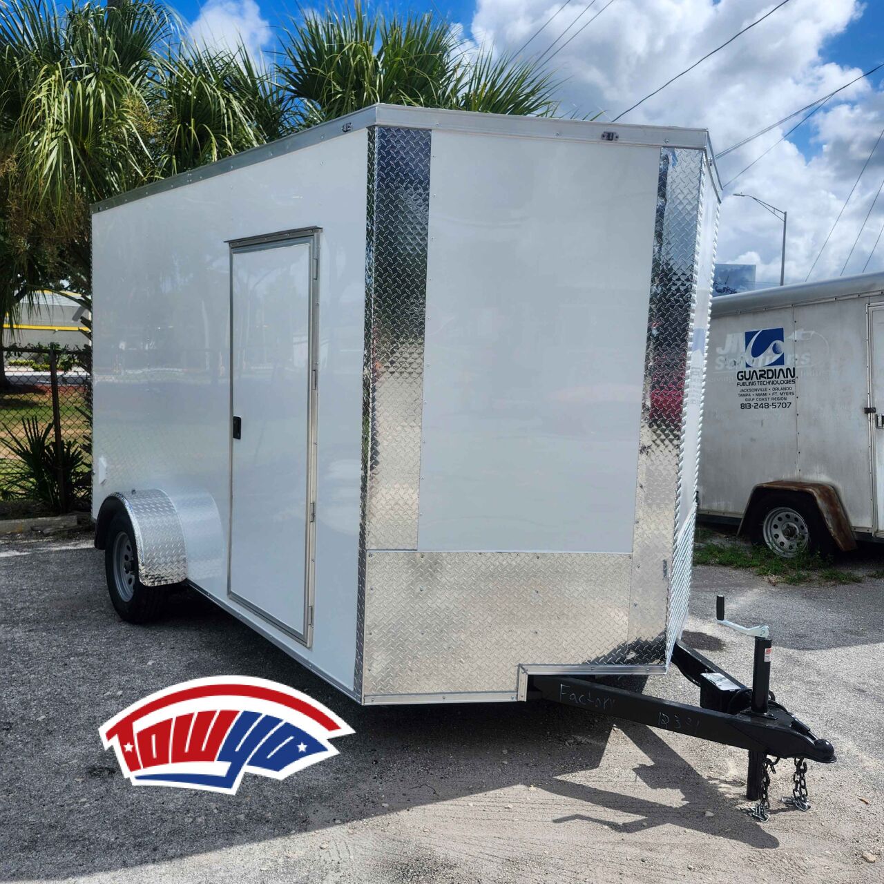 2026 J&C 7x12 Enclosed Cargo trailer in white, photo 3