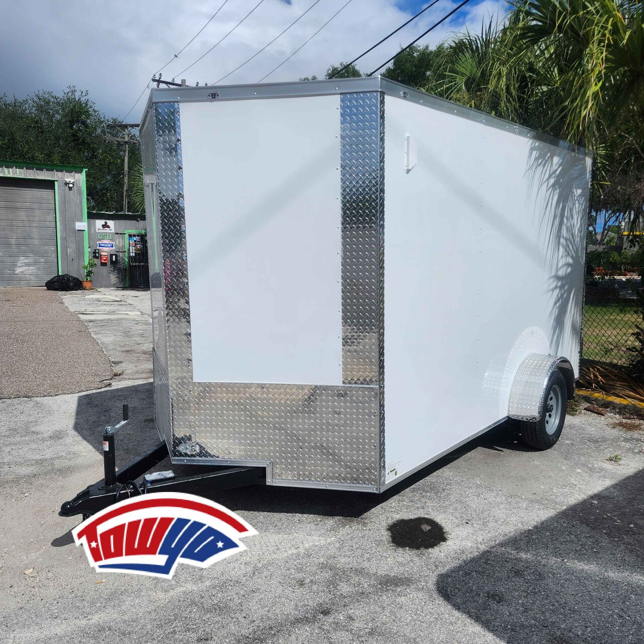 2026 J&C 7x12 Enclosed Cargo trailer in white, photo 4