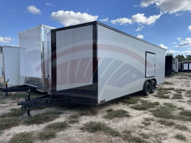 2026 Hook & Line 8.5x24 Cargo race car trailer in silver