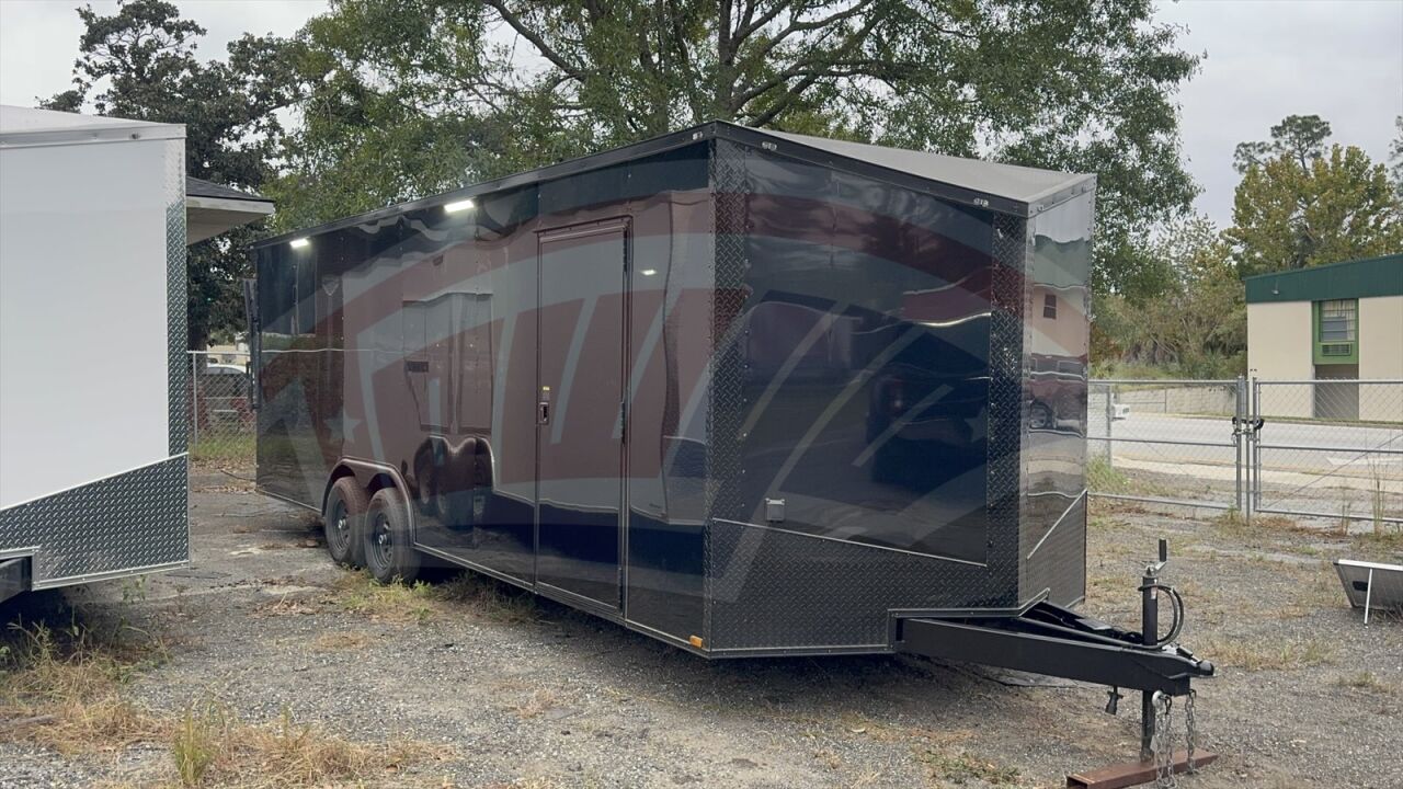 2026 Hook & Line 8.5x24 Cargo enclosed cargo trailer in black