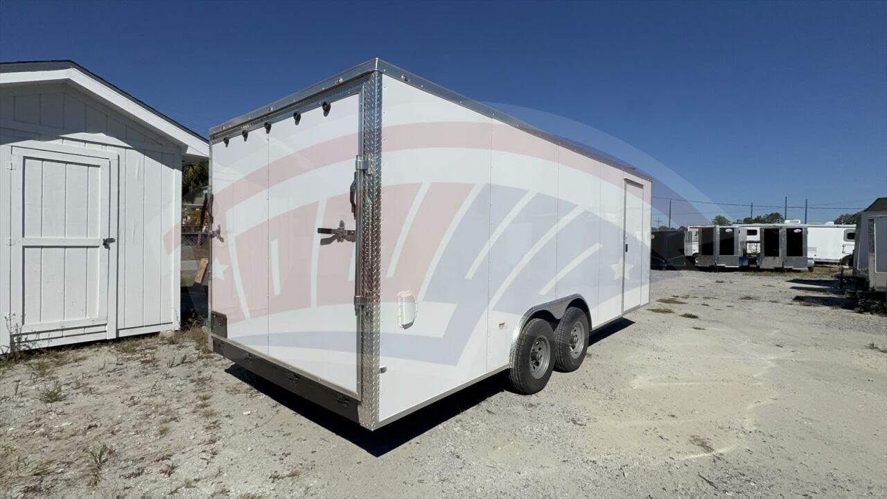 2026 J&C 8.5x20 Enclosed Cargo trailer in white, photo 2