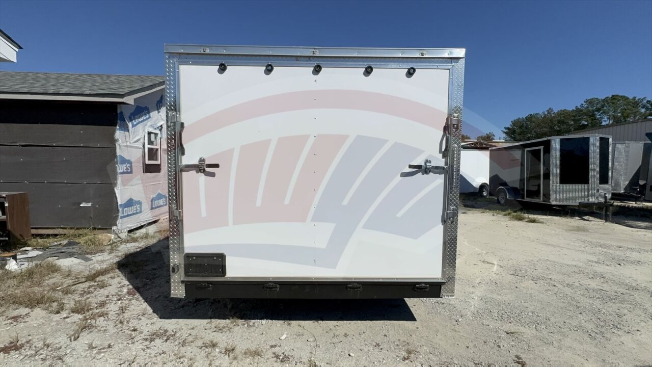 2026 J&C 8.5x20 Enclosed Cargo trailer in white, photo 3