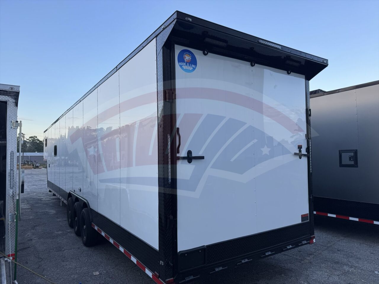2026 Hook & Line 8.5x44 Gooseneck Car Hauler trailer in white, photo 4