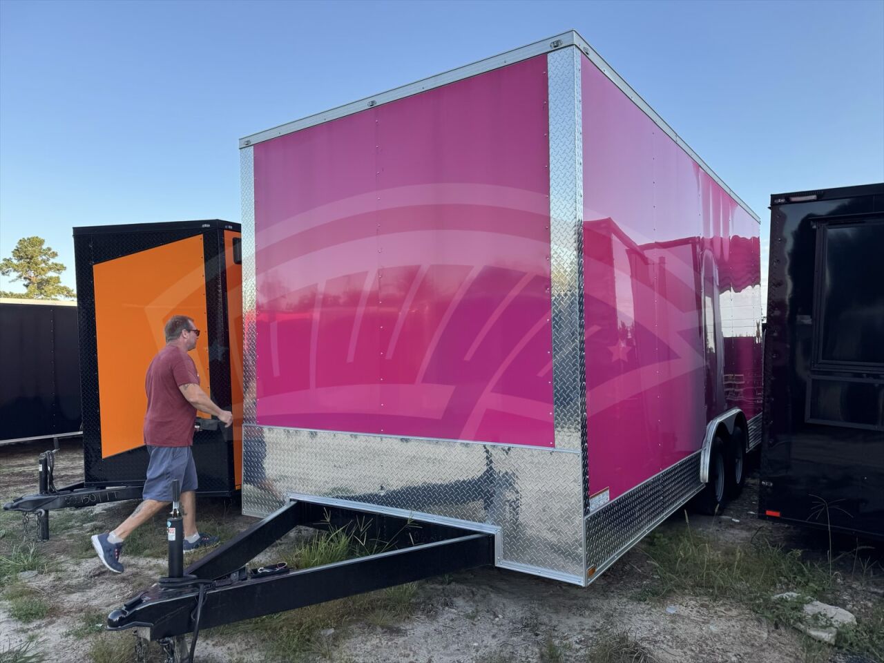 2026 Hook & Line 8.5x18 Cargo enclosed cargo trailer in pink, photo 3