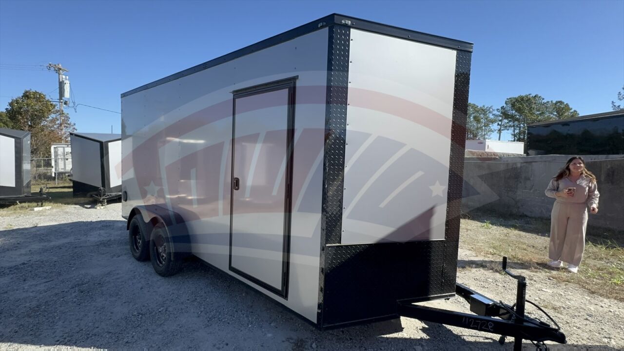2026 Maximum 7x16 Enclosed Cargo trailer in silver