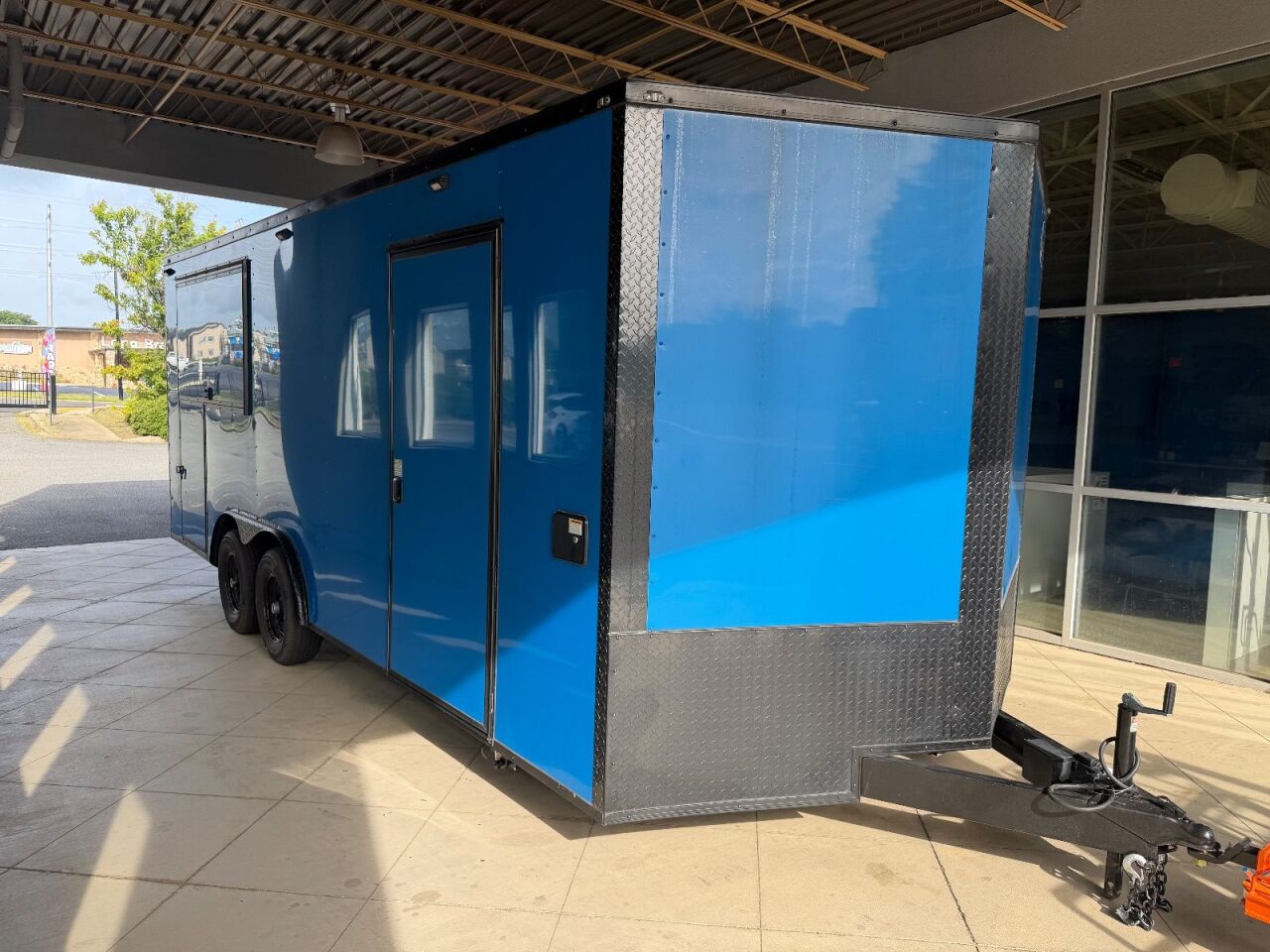 2023 Maximum 8.5x20 Cargo bbq / smoker porch trailer in true blue, photo 13