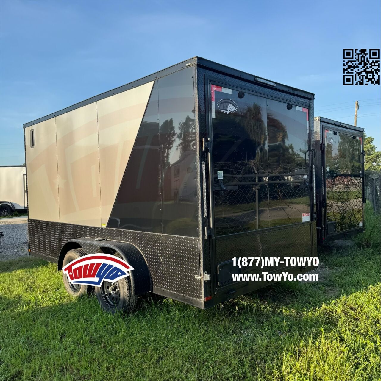 2024 TowYo 7x14 Cargo enclosed cargo trailer in black, photo 2