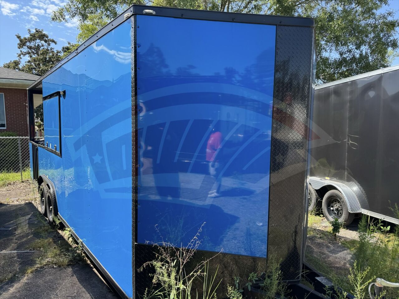 2024 TowYo 8.5x22 Cargo bbq / smoker porch trailer in true blue, photo 4