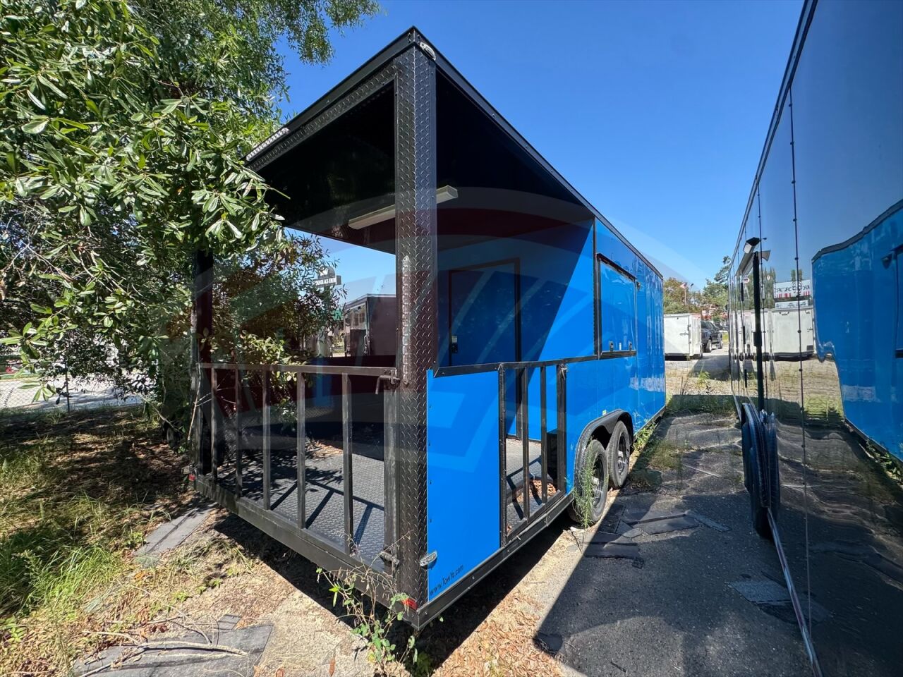 2024 TowYo 8.5x22 Cargo bbq / smoker porch trailer in true blue, photo 5